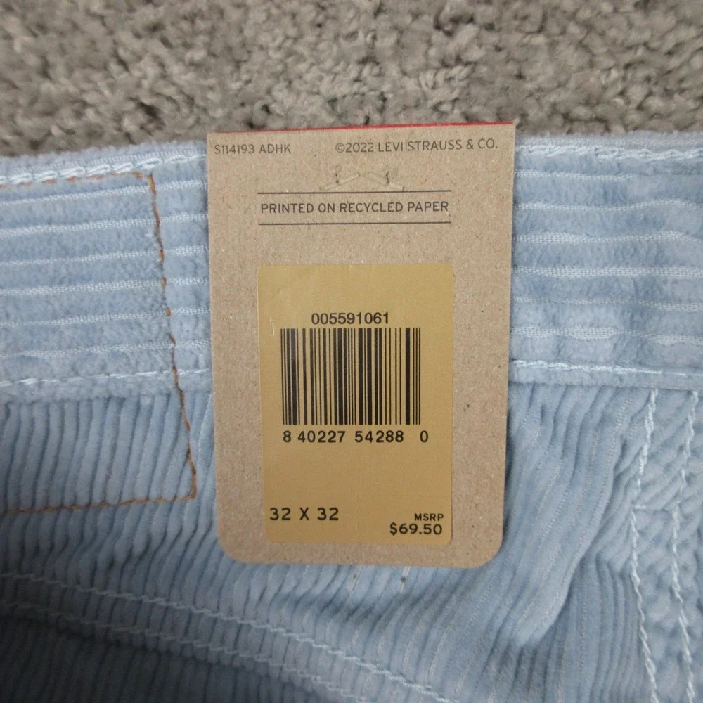 Levis Pants Mens 32x32 Light Blue 559 Relaxed Straight Corduroy Thick Jeans NEW
